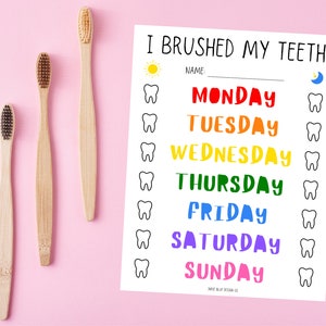 Teeth Brushing Tracker Printable, &quot;I Brushed My Teeth&quot; Kids Tooth Brushing Tracker, Daily Tooth Brushing Tracker, Kids Printable