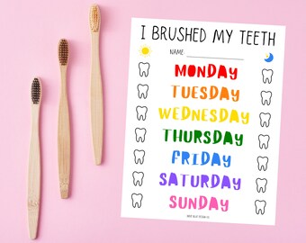 Zähneputzen Tracker, "I Brushed My Teeth" Kinder Tooth Brushing Tracker, Tägliches Zähneputzen Tracker, Kinder Printable