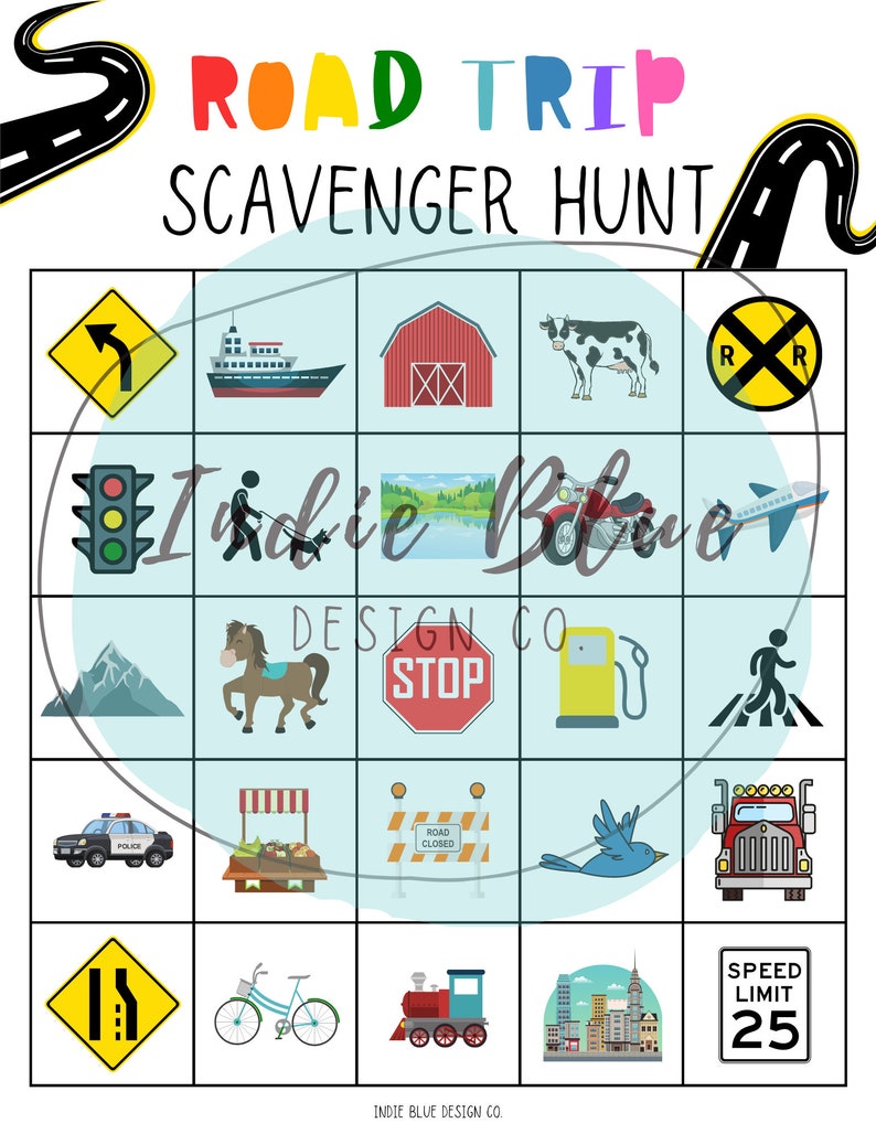 Road Trip Scavenger Hunt Printable Printable Scavenger Hunt | Etsy