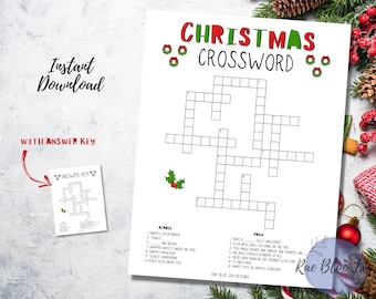 Christmas Crossword Puzzle Printable, Instant Download Kids Crossword Puzzle, Christmas Game, Christmas Activity, Kids Christmas Fun