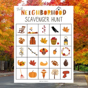 Fall Neighborhood Scavenger Hunt Printable, Printable Scavenger Hunt, Kids Scavenger Hunt, Fall Printable, Thanksgiving Scavenger Hunt