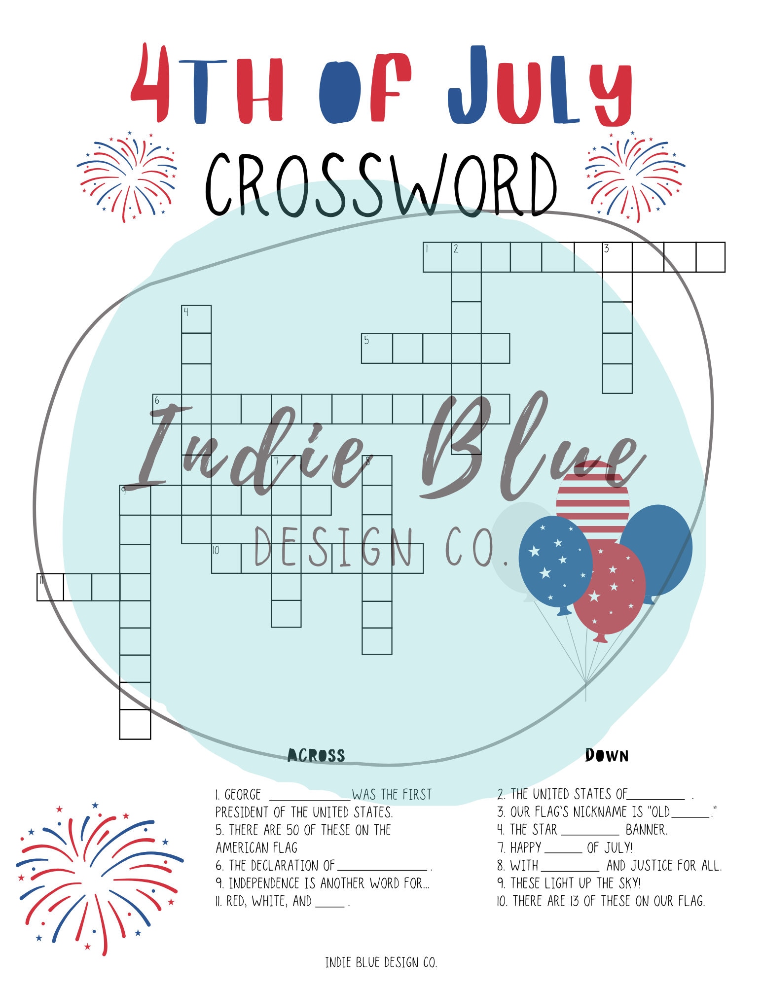 fourth of july crossword puzzles printable