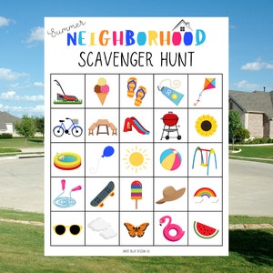Summer Neighborhood Scavenger Hunt Printable, Printable Scavenger Hunt, Kids Scavenger Hunt, Summer Printable, Neighborhood Scavenger Hunt
