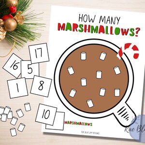 How Many Marshmallows? Activity, Christmas Activity, Counting, Learning Printable, Homeschool Printable, Homeschool Activity