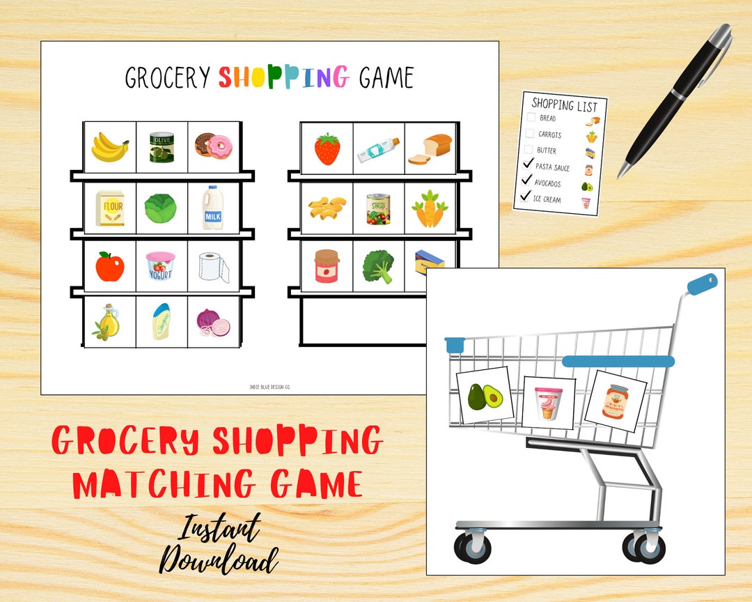 Grocery Shopping Game, Matching Game, Shopping Activity, Kids Matching