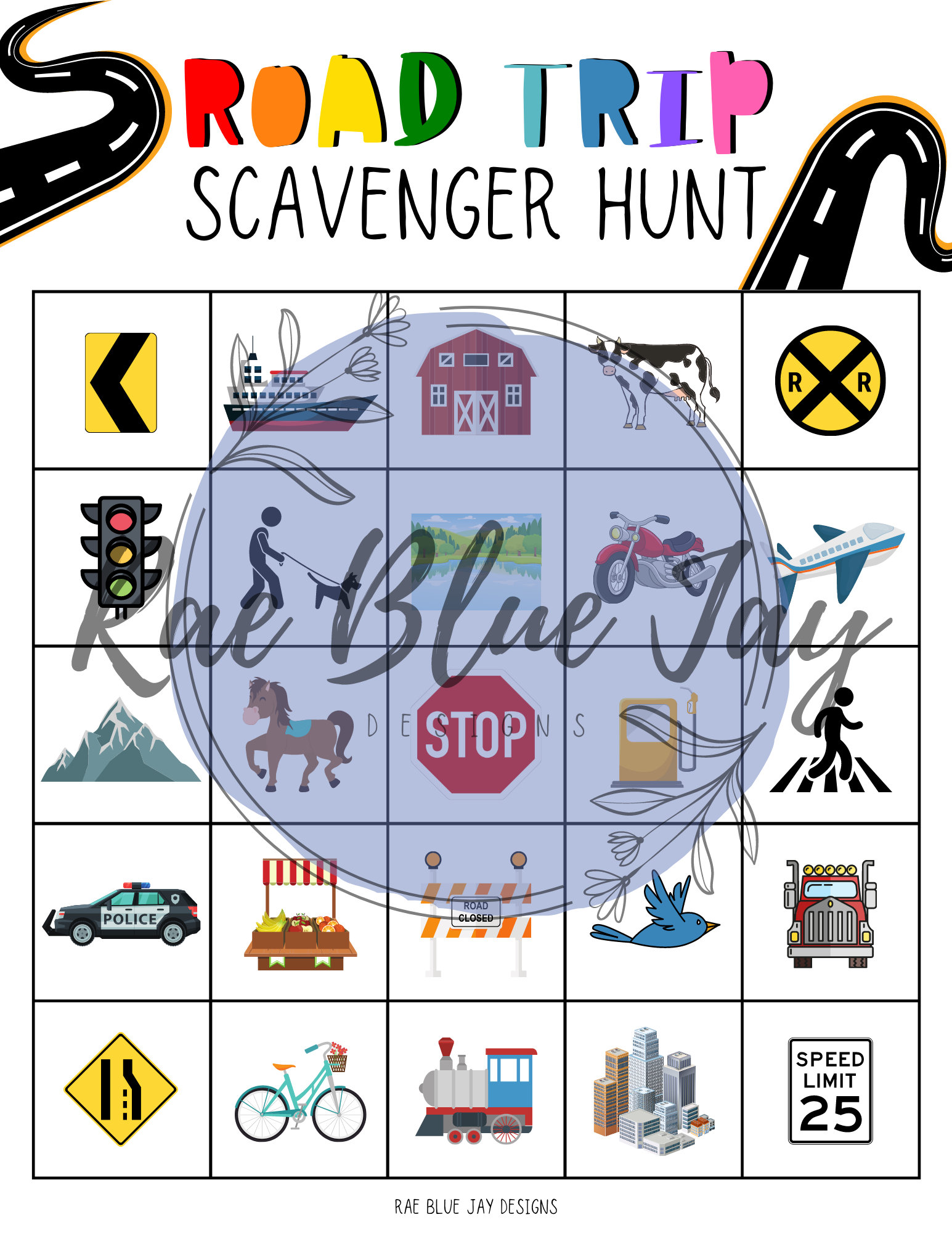 Road Trip Scavenger Hunt Printable, Printable Scavenger Hunt, Kids ...
