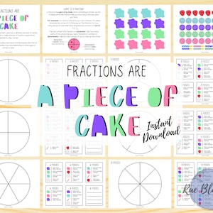 Fractions are a Piece of Cake INSTANT DOWNLOAD, Fraction Practice, Learn Fractions, Fractions Worksheet, Cake Fractions, Homeschool Learning