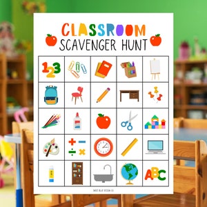 Back to School Printable, Classroom Scavenger Hunt, School Printable, School Scavenger Hunt, Kindergarten Printable