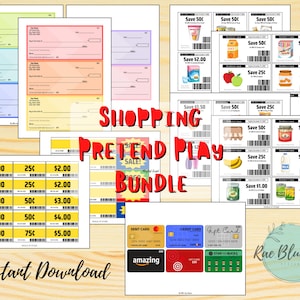 Shopping Pretend Play Bundle, Instant Download, Shopping Printable, Kids Activities, Dramatic Play, Grocery Store Printables, Homeschool