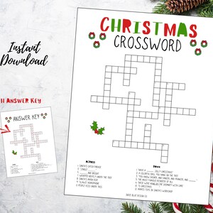 Christmas Crossword Puzzle Printable Instant Download Kids - Etsy