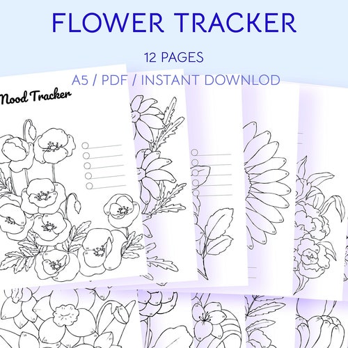 Floral Mood Tracker PRINTABLE Bullet Journal Layout for - Etsy