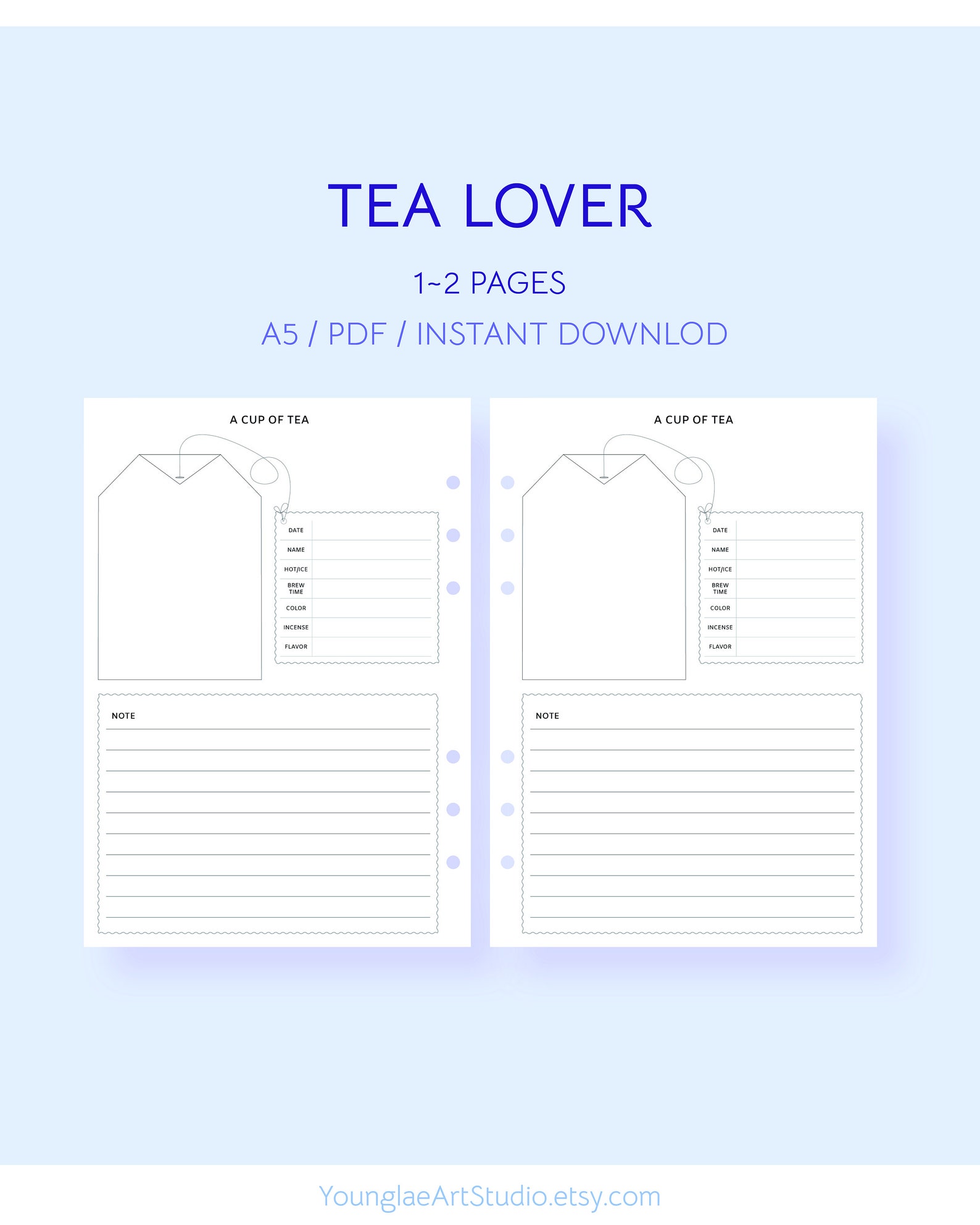 Printable Tea Tasting Journal for Tea Lover. Tea Reviews. How Etsy