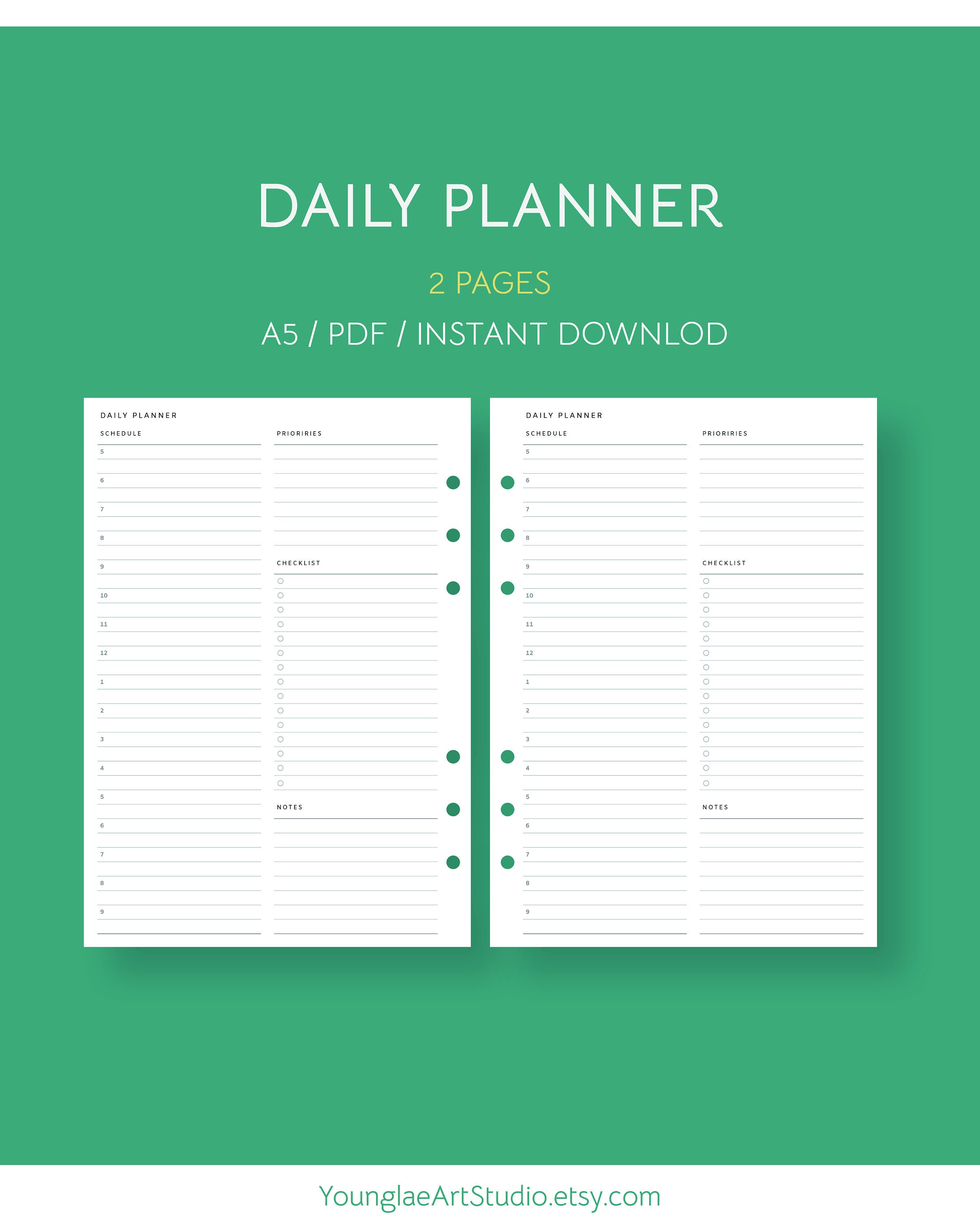 Daily Printable Planner. Diary Template. Daily Schedule. Etsy