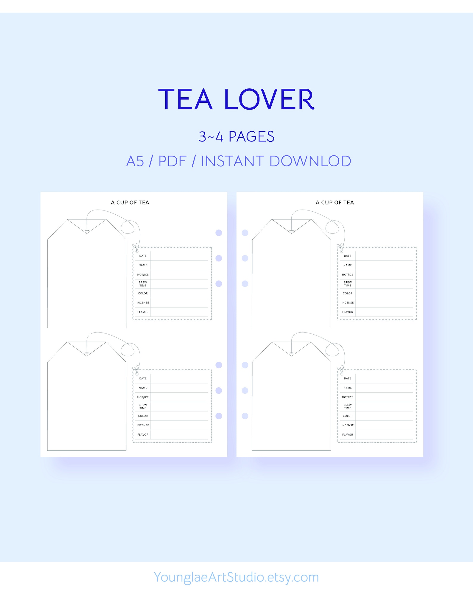 Printable Tea Tasting Journal for Tea Lover. Tea Reviews. How Etsy