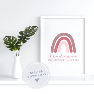 Kindness Rainbow Quote Print: Tween Girl Room Decor (Digital Download