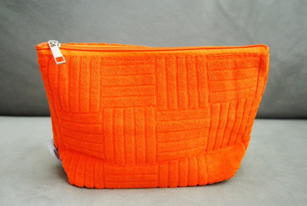 Orange Makeup Bag Makeup Bag Orange Terry Cloth Makeup Bag Etsy