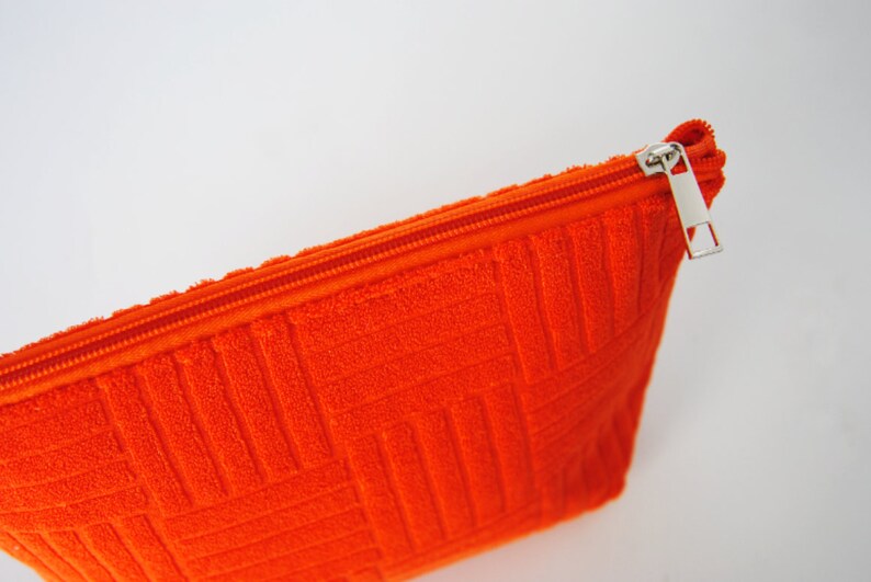 Orange Makeup Bag Makeup Bag Orange Terry Cloth Makeup Bag Etsy