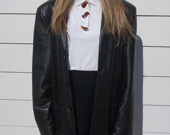 Vintage Leather Coat \u2013 90s Leather Blazer