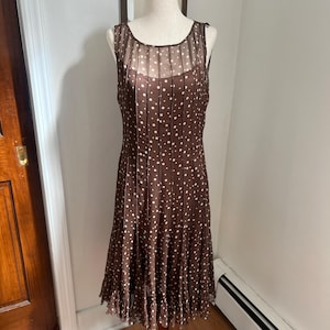 Vintage Brown Sheer Polka Dot Dress