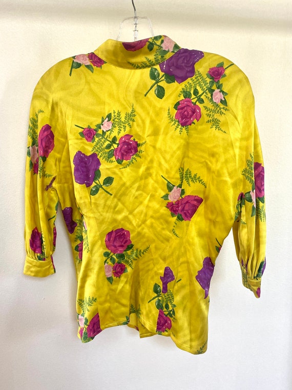 Vintage Thierry Mugler Floral Silk Blouse