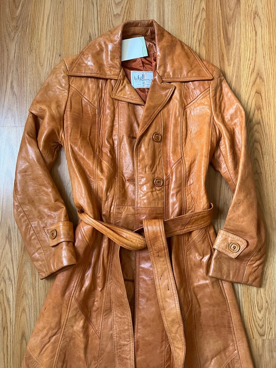 Brown 1960s Wilson's Leather Trench Coat Gem
