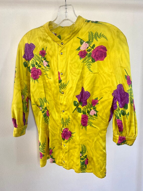 Vintage Thierry Mugler Floral Silk Blouse - image 2