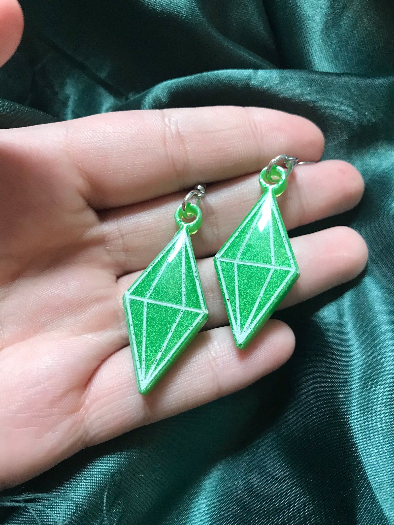 Custom resin Sims plumbob earrings Etsy