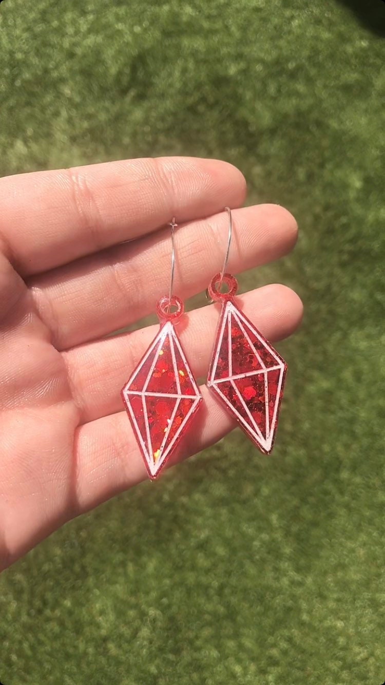 Custom Resin Plumbob Earrings Etsy UK