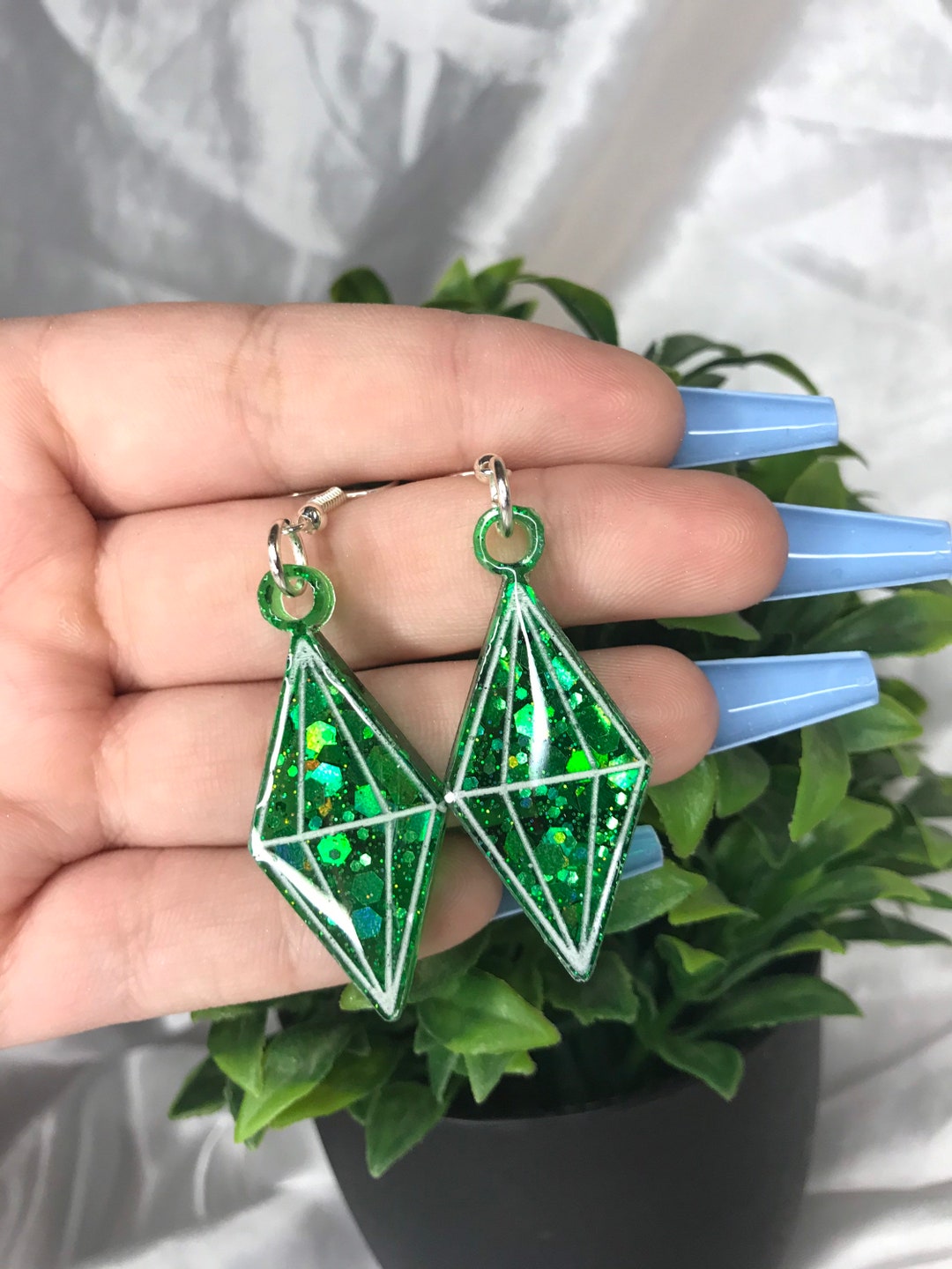 Custom Resin Plumbob Earrings Etsy UK