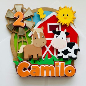 Granja cake topper, la granja cake topper, the farm cake topper, the farm topper, la granja party decor, the farm party decor, farm animals