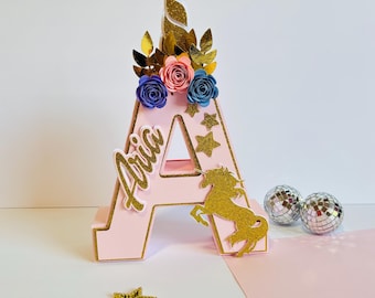 Unicorn 3D Number/Letter: Birthday Party Centerpiece