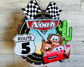 Personalized Lightning McQueen Cake Topper: Cars Party Decor