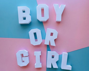 3D-letters babyshower: gender-onthullingsfeestdecor