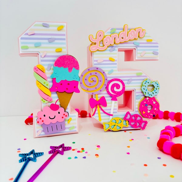 Candyland party decor, candyland 3D letter, ice cream birthday decor, candy birthday party, candyland centerpieces, ice cream party, 9"