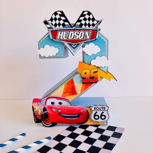 カーズの誕生日デコレーション、ルート 66 の 3D デコレーション、カーズの誕生日パーティー、ライトニング マックィーンの誕生日デコレーション、カーズの 3D ナンバー、カーズの誕生日
