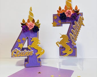 Unicorn 3D Number/Letter: Birthday Party Centerpiece
