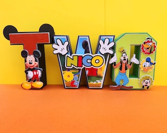 Decoración de letras de cumpleaños de Mickey Mouse, fiesta temática personalizada