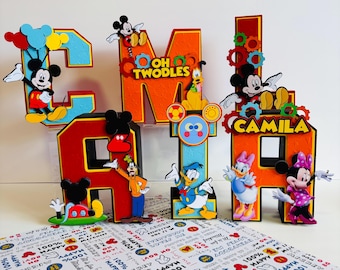 Decoración de fiesta de cumpleaños de Mickey Mouse: Letras 3D personalizadas