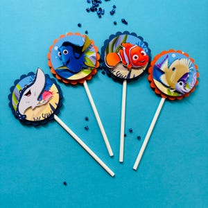 Finding Nemo party decor, finding Nemo cupcake toppers, finding Nemo birthday party decor, finding Nemo birthday decorations, Nemo cupcake