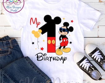 Personalized Mickey Mouse 1st Birthday Shirt, Custom Name Tee