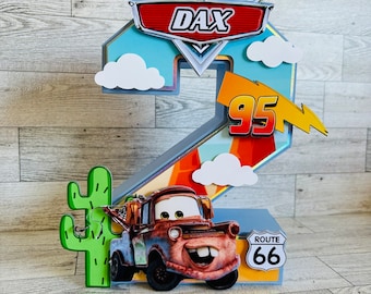 Cars Birthday Decoration: 3D Number, Route 66 Party Decor