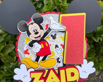 Personalized Mickey Mouse Cake Topper: First Birthday Decoration