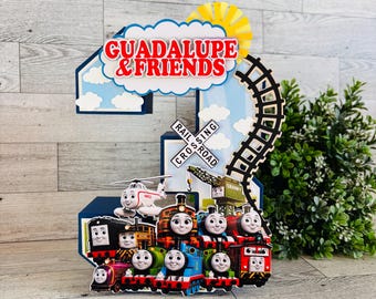 Decoración de cumpleaños con el número de Thomas el Tren, centro de mesa personalizado para fiestas, decoración de Thomas y sus amigos