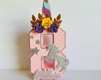 Unicorn 3D Number/Letter: Birthday Party Centerpiece