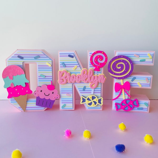 Candyland 3D letters, candyland party decoration, sweet baby shower decoration, candyland birthday decor, sweet one birthday