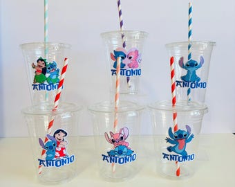 Stitch Birthday Party Cups: Lilo and Stitch Decor, Personalized Favors