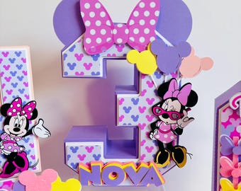 Minnie Mouse 3D-nummer: Handgjord mittdekoration till födelsedagsfesten