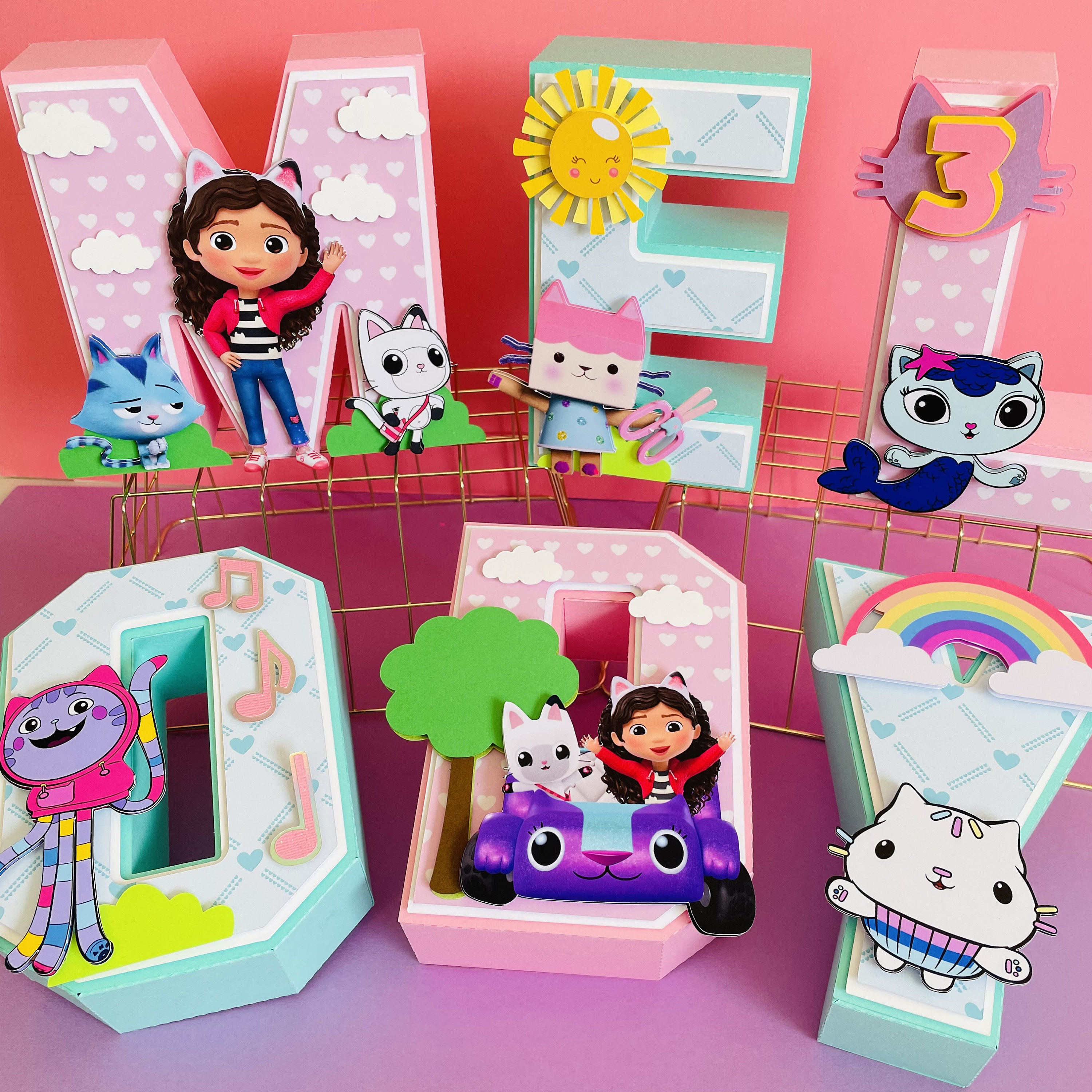 Gabby's Dollhouse Birthday: Custom 3D Letter Party Decor