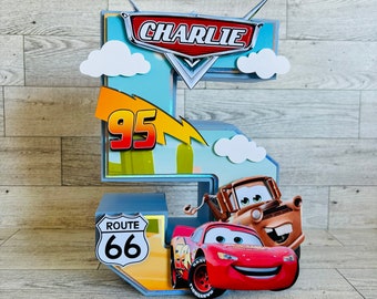 Cars Birthday 3D Number Decoration: Route 66 Party Decor