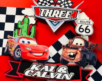 Personalized Lightning McQueen Cake Topper: Cars Party Decor